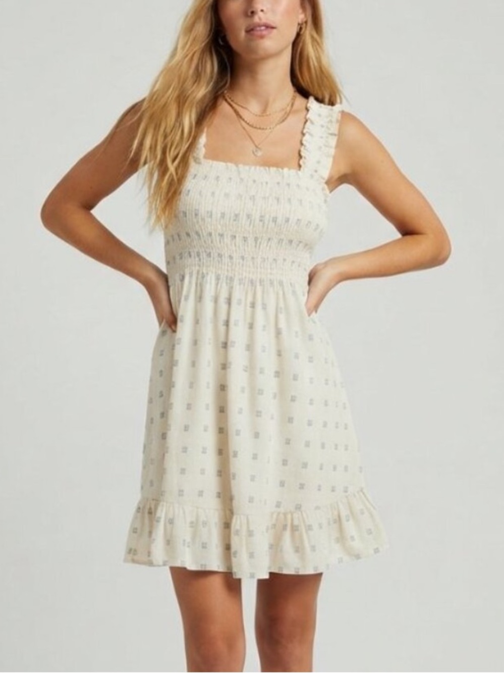 New! Madewell Textural Clipdot Lucie Smocked Tank Mini Dress XS 39949